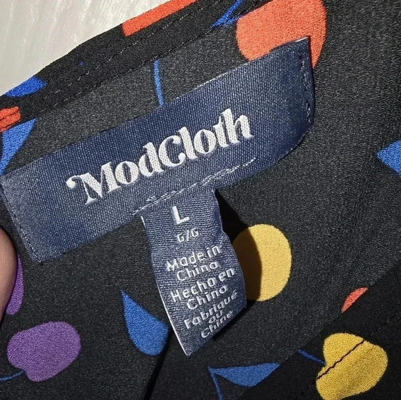 NWT ModCloth Forever at Ease Mini Dress Black Cherry Bomb Recycled Poly Size L - Picture 9 of 10